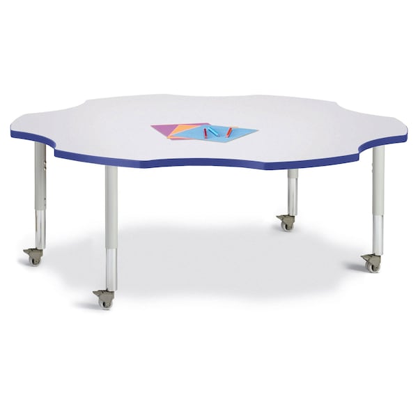 Berries Six Leaf Activity Table, 60 in., Mobile, Freckled Gray/Blue/Gray